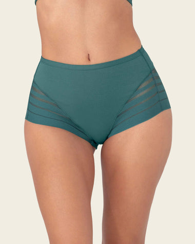 Braga faja clásica con control moderado de abdomen y bandas en tul#color_613-verde-oscuro