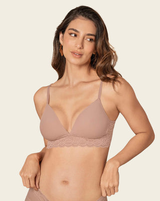 Sujetador escote profundo ultra cómodo con encaje en la base y espalda#color_811-durazno