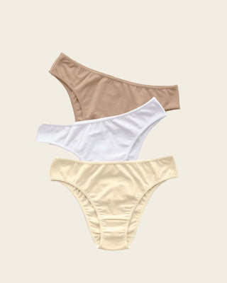 Paquete de 3 brasileñas de algodón con refuerzo en abdomen#color_s08-habano-blanco-marfil