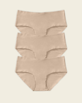 Paquete x 3 bragas hípster invisibles ultraplanos sin elásticos y de pocas costuras#color_802-habano-claro