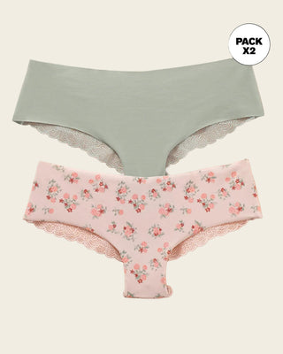 Paquete x 2 panties cacheteros descaderados con encaje#color_s50-fondo-rosado-estampado-gris-claro